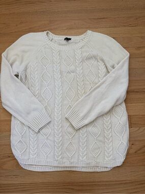 Talbots Cream Cable Knit Fisherman Pullover Sweater X-Large